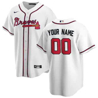 youth nike white atlanta braves home replica custom jersey